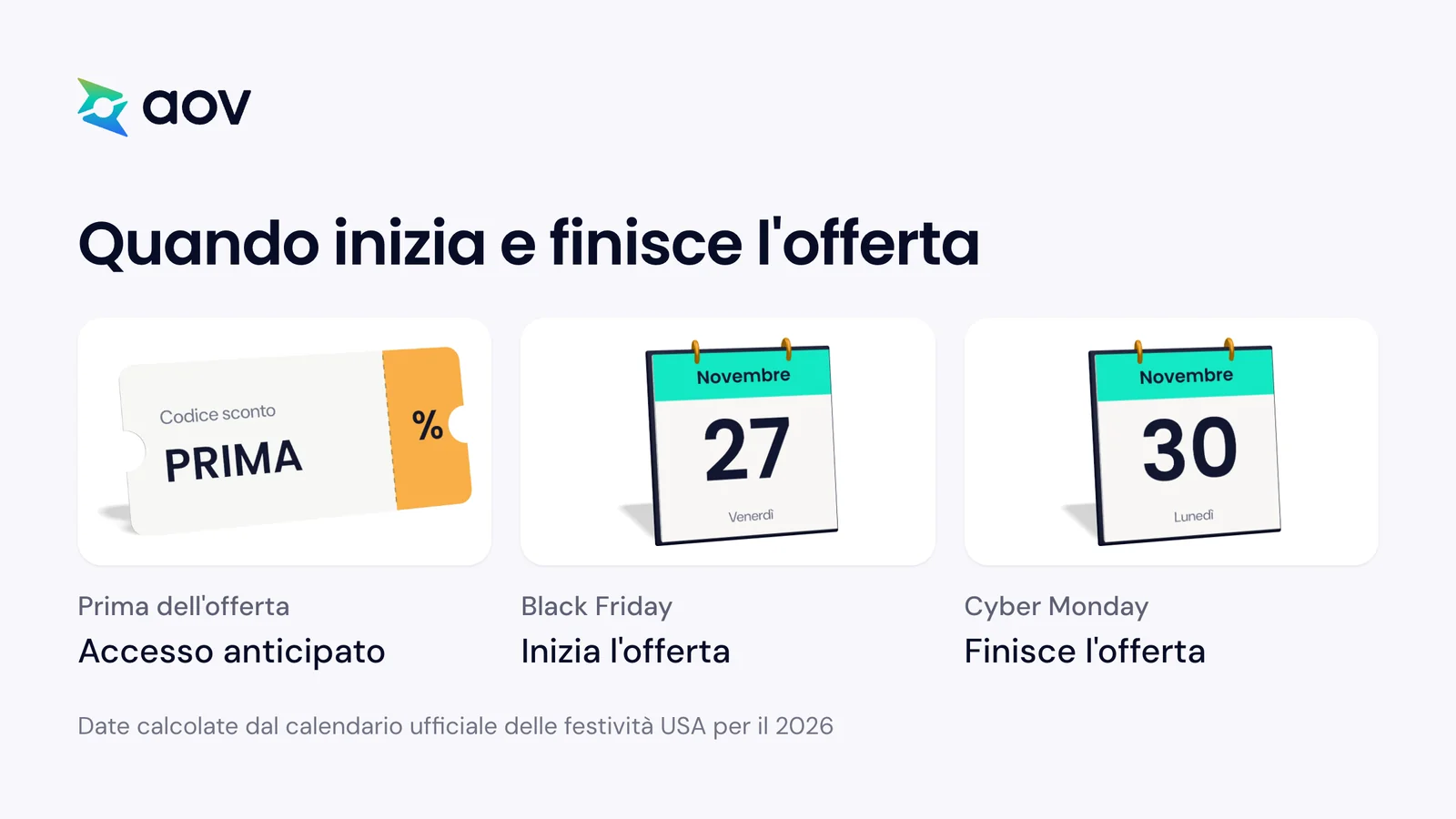 Un codice sconto per l'accesso anticipato e due calendari: l'offerta inizia il 27 novembre e finisce il 30 novembre.