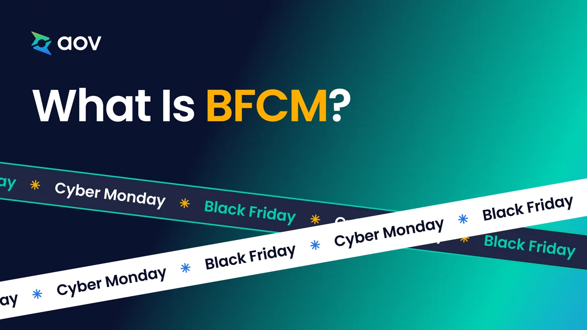 The title What Is BFCM? above two crossing bands of tape that read Black Friday and Cyber Monday.