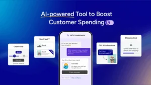 AI-powered Shopify app dashboard showing Buy X Get Y and cart value-based gift triggers