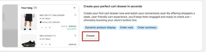 create offer in aov slider cart drawer