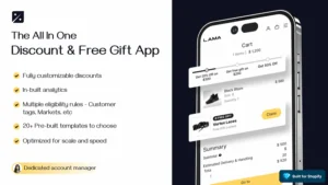 Shopify app interface from Kite showing cart-based reward progress bar and gift claim options.
