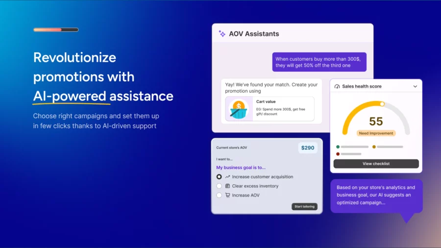 AOV Free Gift Buy X Get Y BOGO Shopify app showing free gift and spend goal-based upsells and cross-sell offers