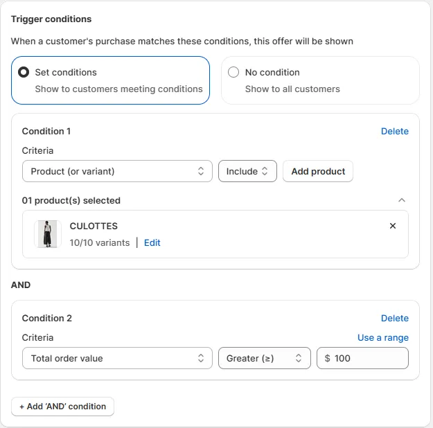 Choose the Total order of your one-click upselling offers on the AOV.ai app 