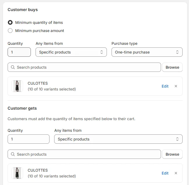 Configure BXGY details