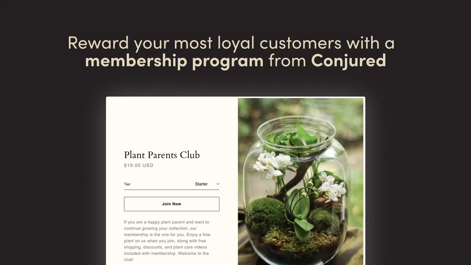 The next Shopify membership discount app is Conjured Memberships