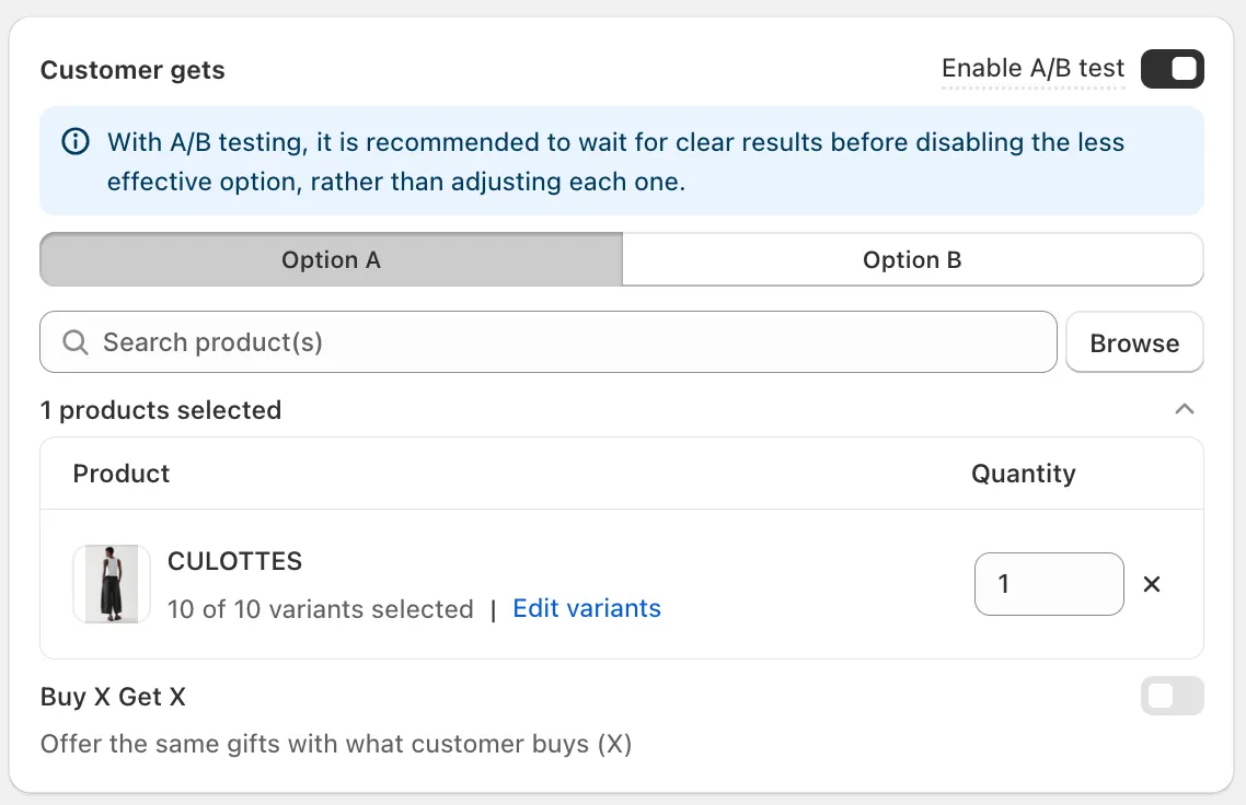 Define the reward in the Customer gets on AOV.ai Free Gift with Purchase
