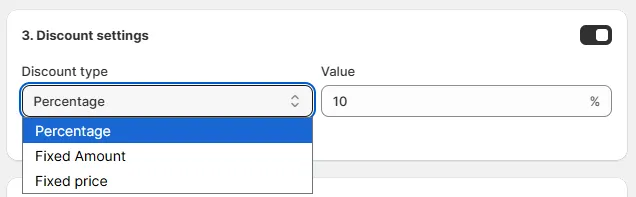 Enable Discount combinations settings