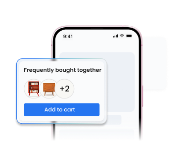 Mobile widget showing frequently bought together items with add to cart