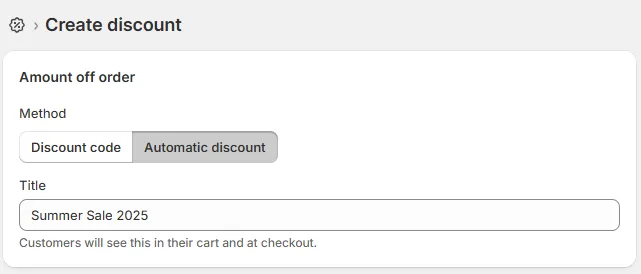 Set up an Automatic discount