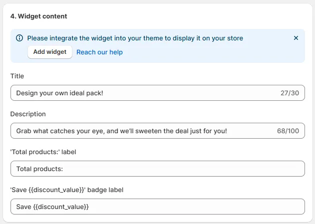 Set up your widget content