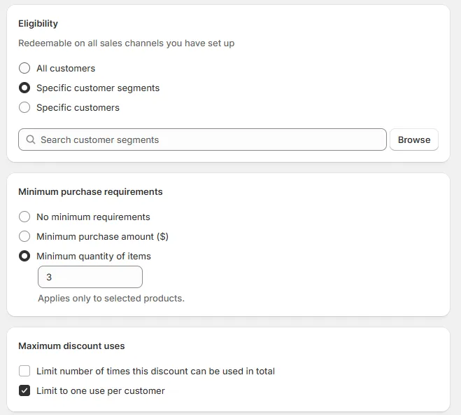 Under Advanced settings with Shopify’s built-in tool